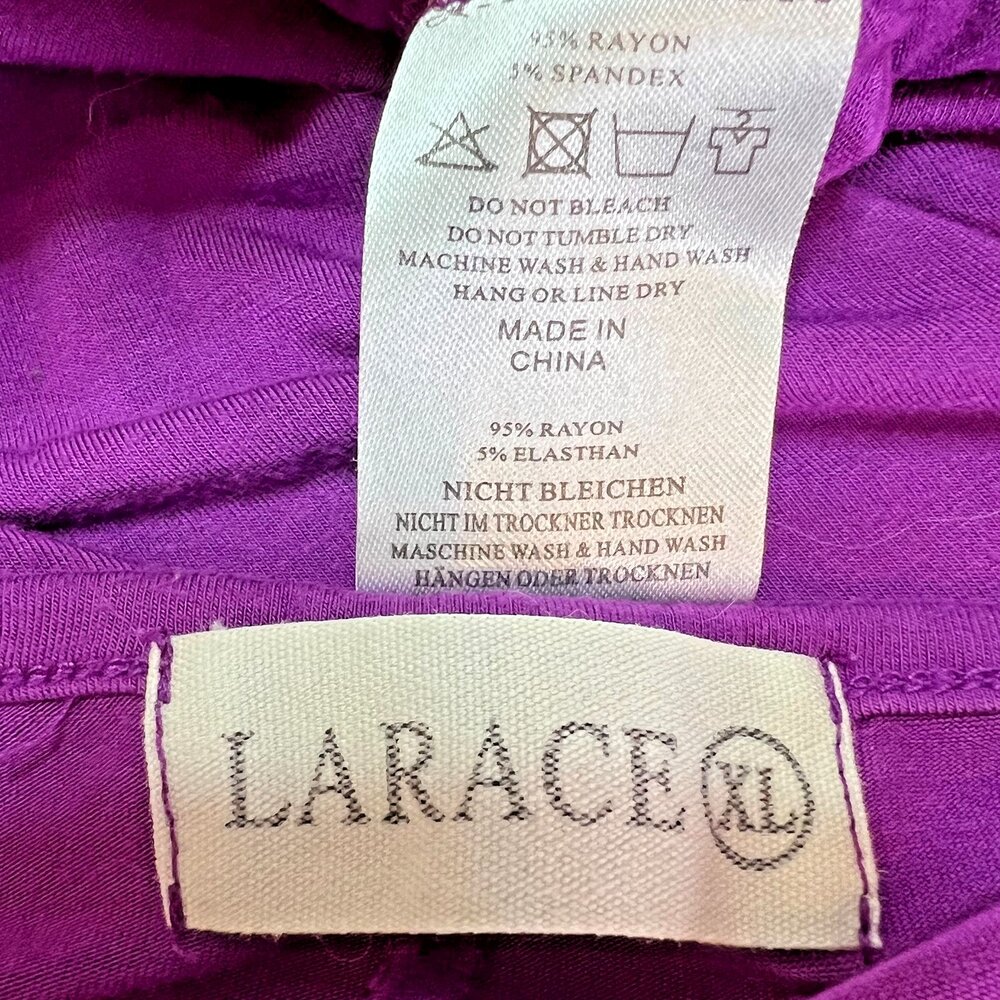 Larace Tunic Tank Top Womens XL fits to 2X Purple Sharkbite Hem V-Neck Sleeveles - Picture 5 of 9